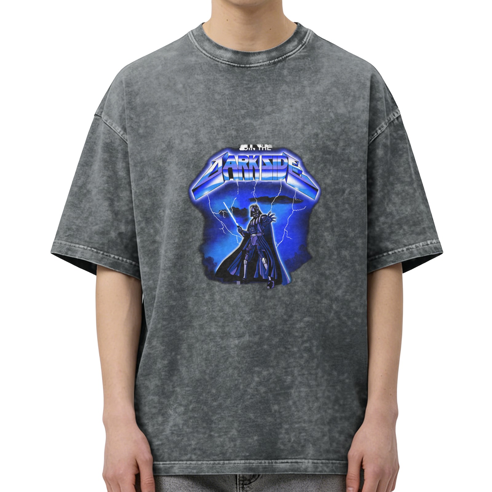 Star Wars Darth Vader 'Join The Dark Side' Heavy Metal Lightning Graphic Acid Wash T-Shirt