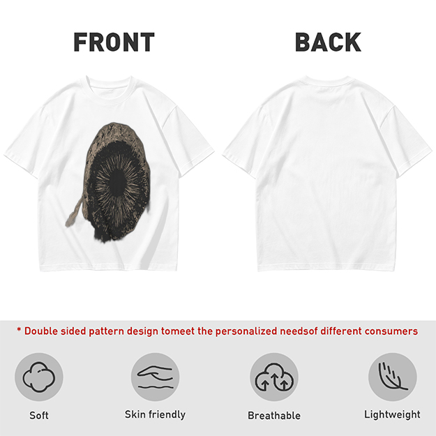 Olive Green T-Shirt With Mushroom Spore Print Graphic