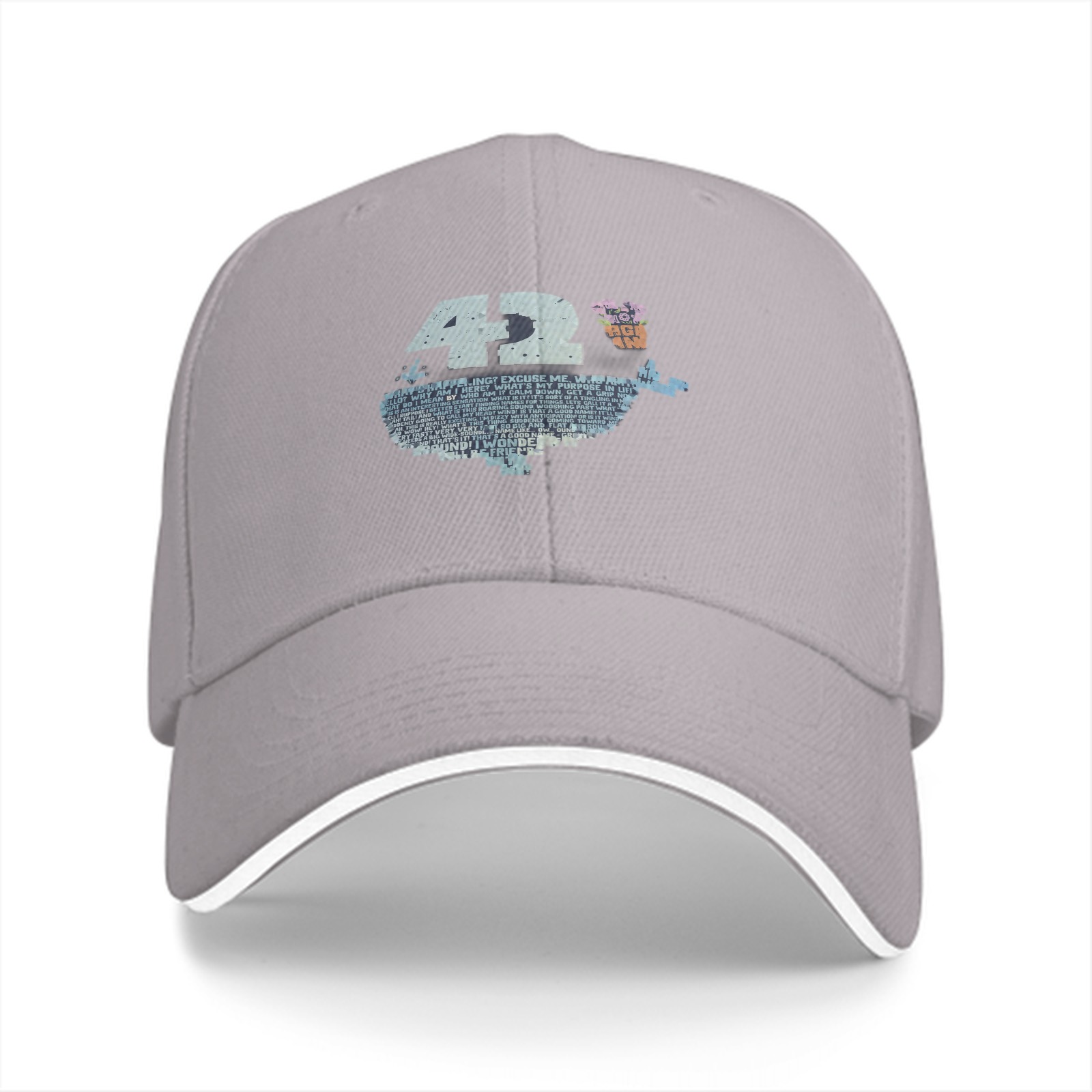 Black baseball cap with 42 and whale graphic print