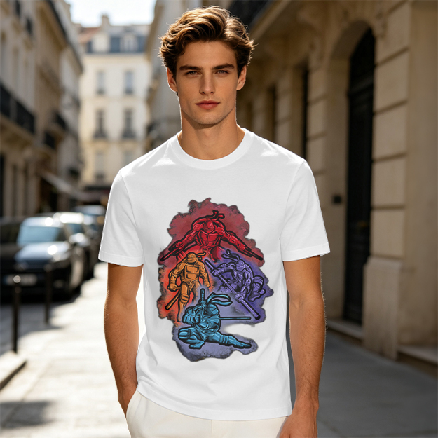 Olive T-shirt with Mutant Ninja Turtles Graphic Print