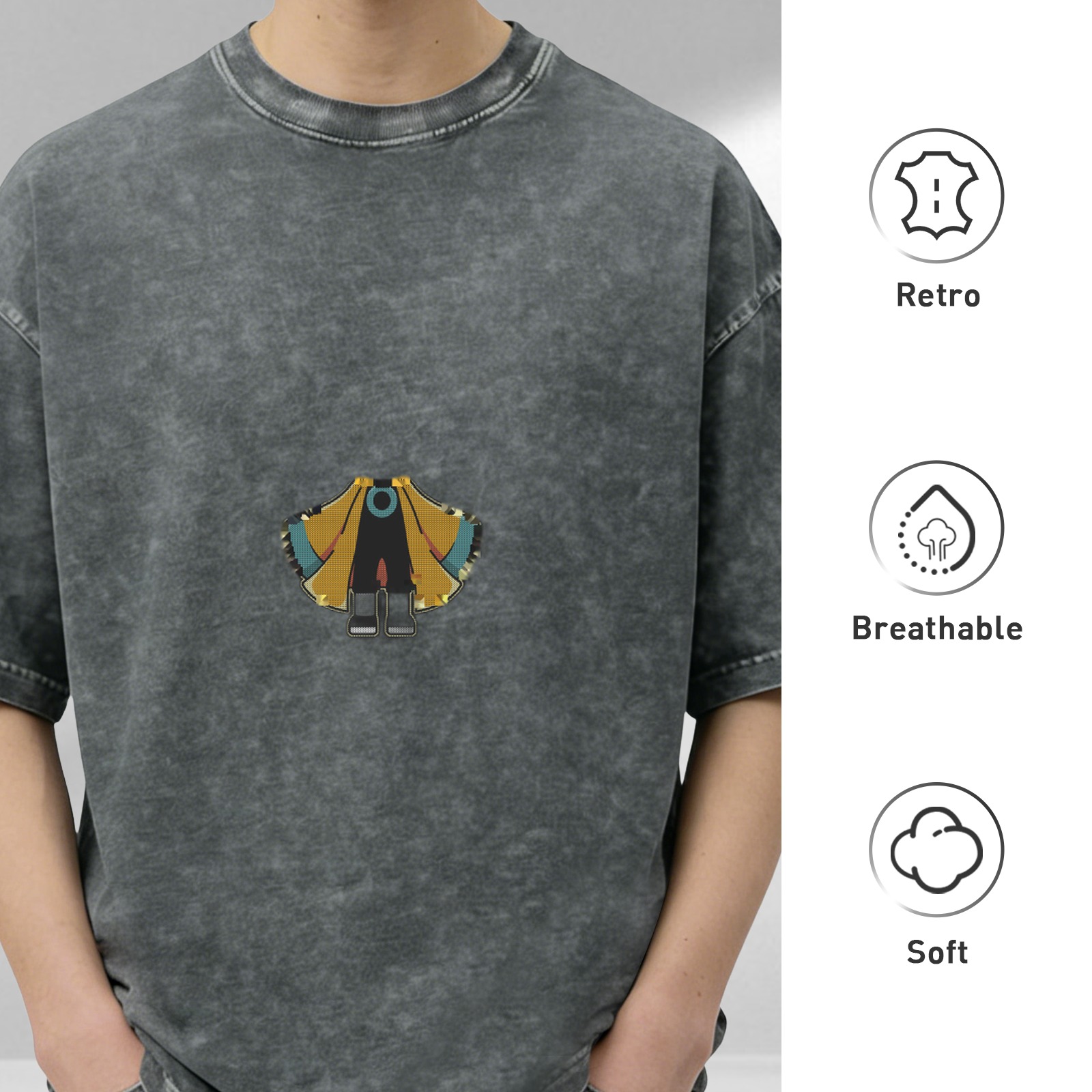 Oversized Acid Wash T-Shirt With Graphic Print