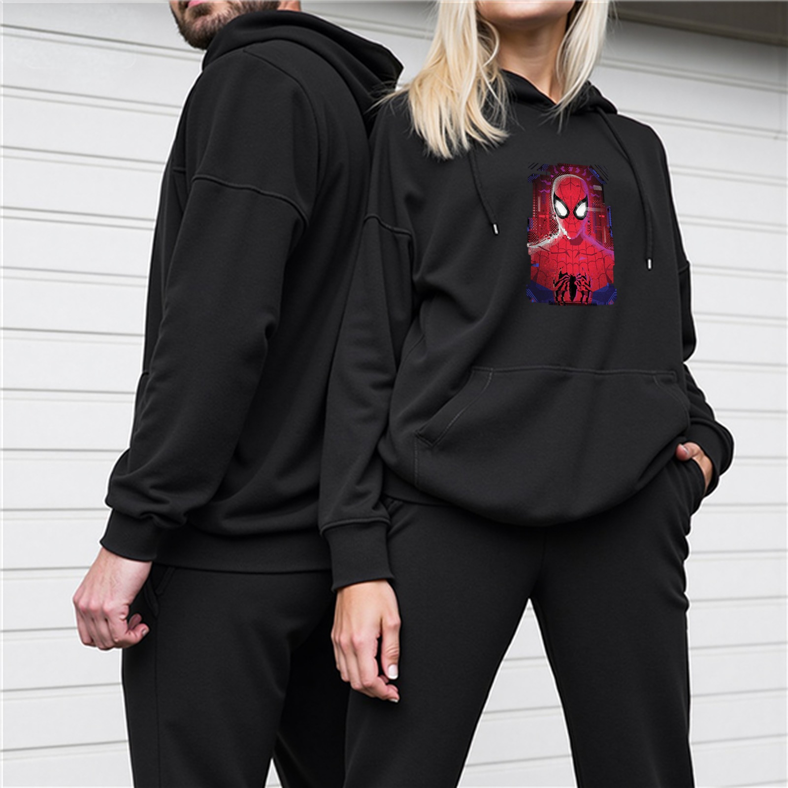 Black Hoodie With Spider-Man Graphic Print