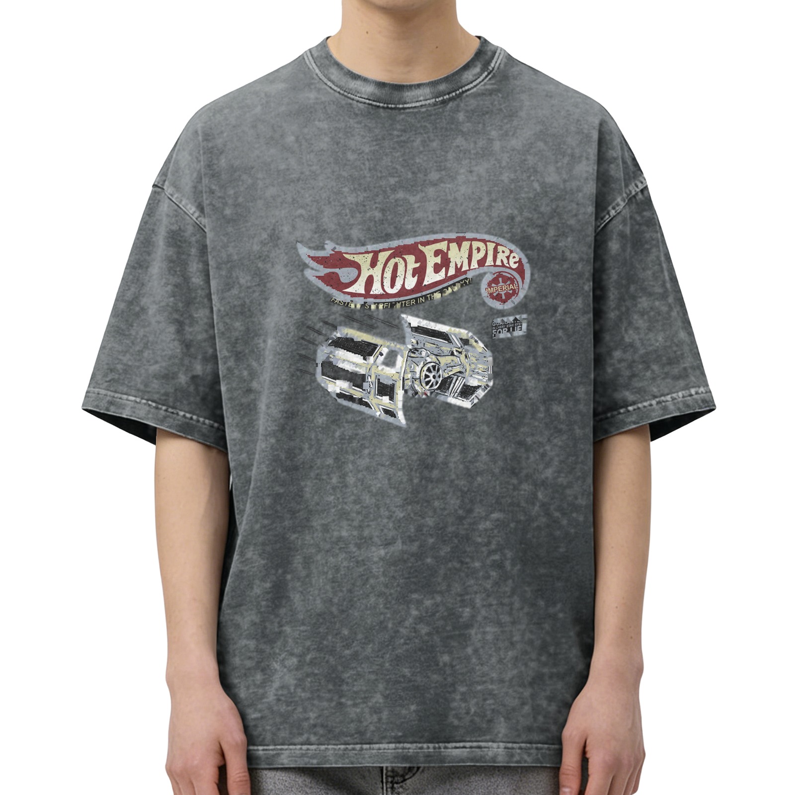 Washed Black Graphic T-Shirt with Hot Empire Car Print