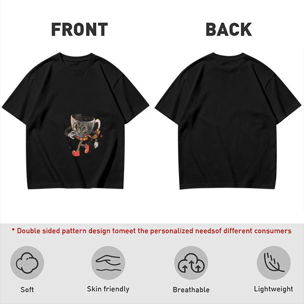Olive T-Shirt With Wizard Coffee Cup Cartoon Print