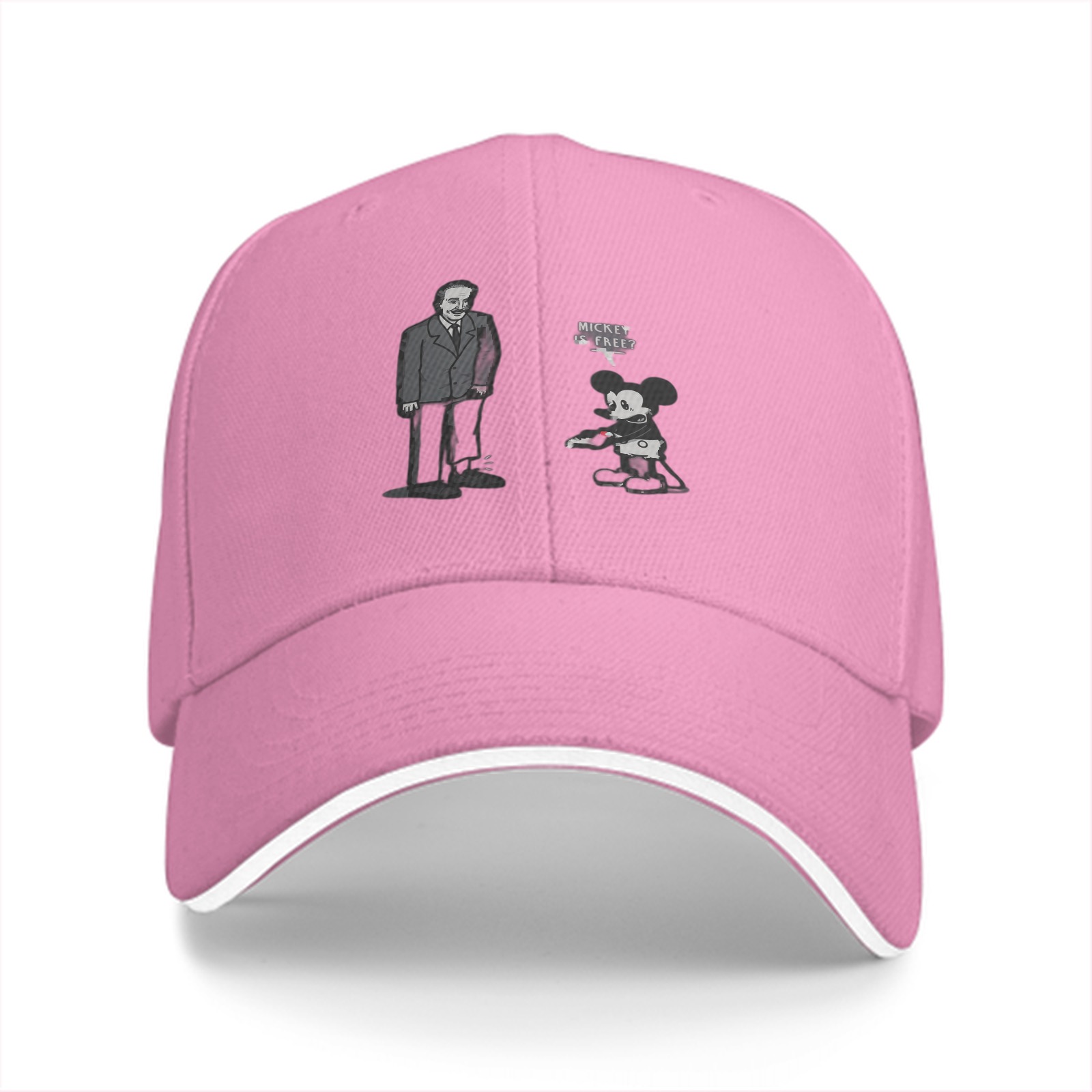Black baseball cap with Mickey and Einstein graphic print