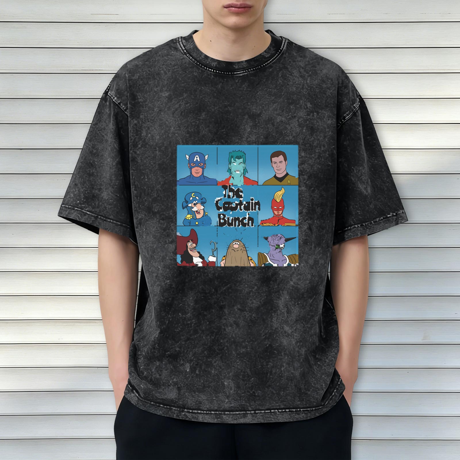 The Captain Bunch Graphic Stonewashed Black T-Shirt