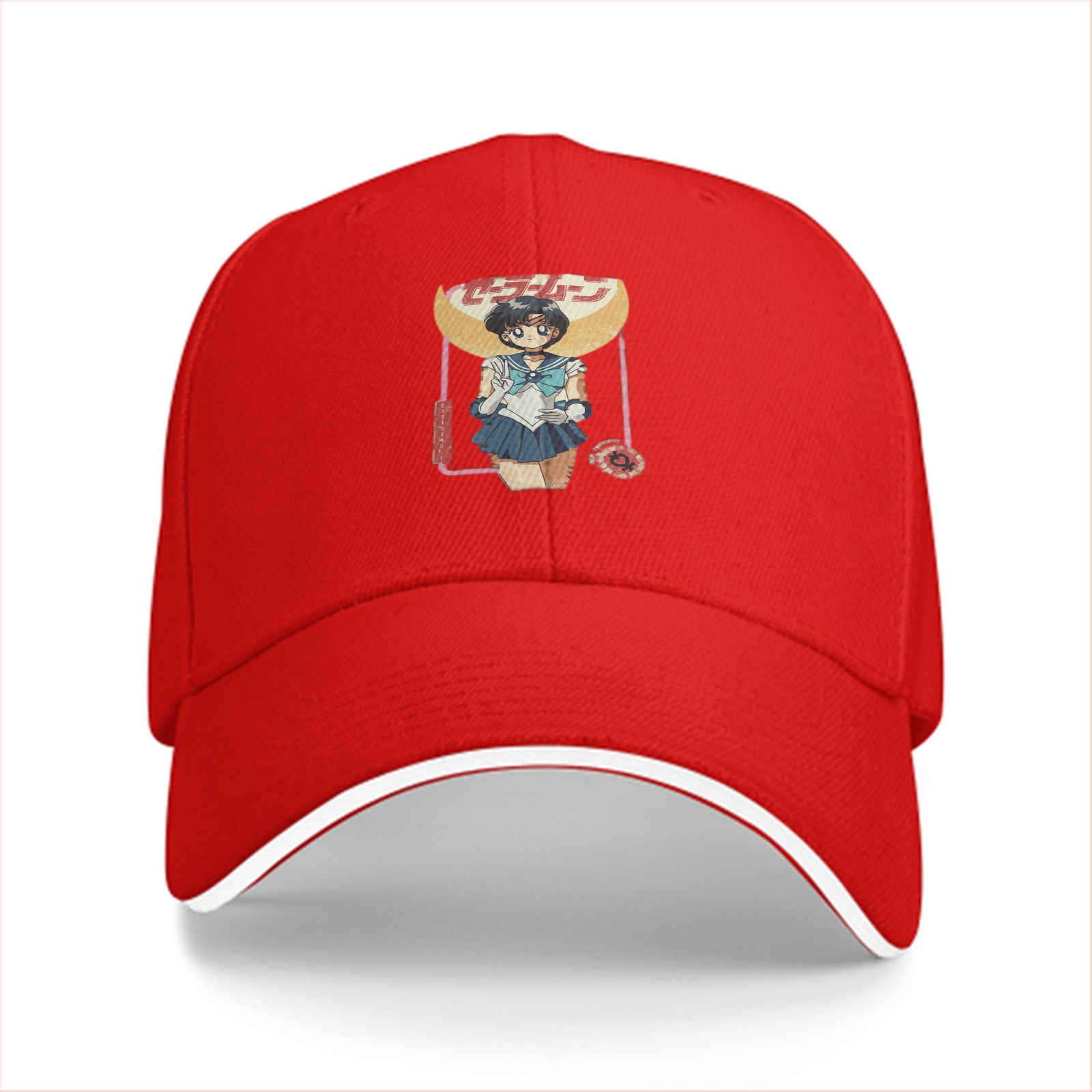 Black baseball cap with Sailor Mercury anime graphic