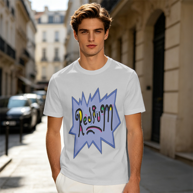 Olive Green T-Shirt With Playful Redrum Graphic Print