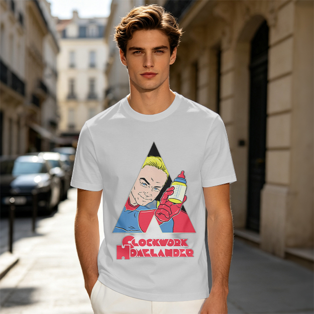 Olive Graphic T-Shirt with Clockwork Homelander Artwork