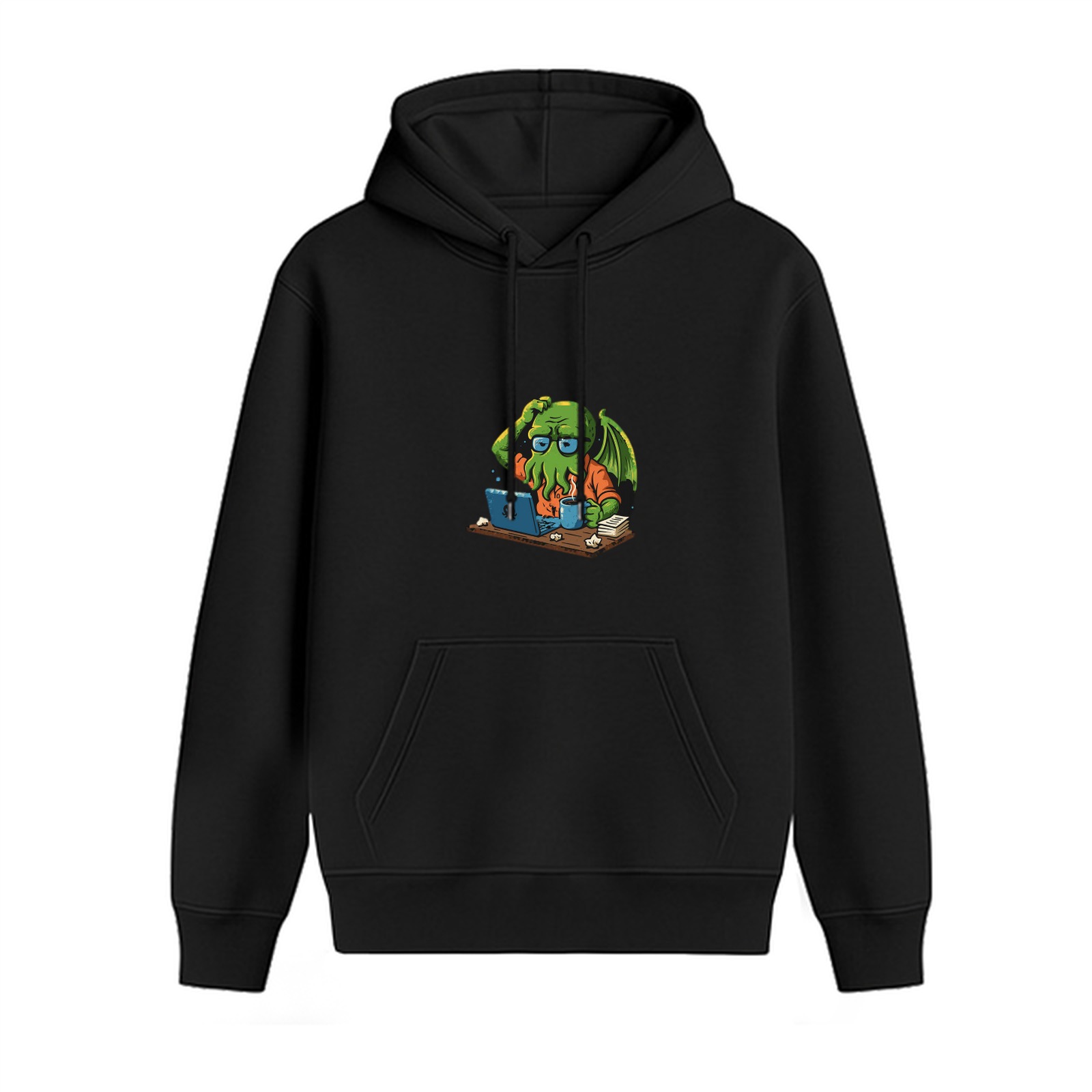Funny Cthulhu Working At Laptop Graphic Hoodie