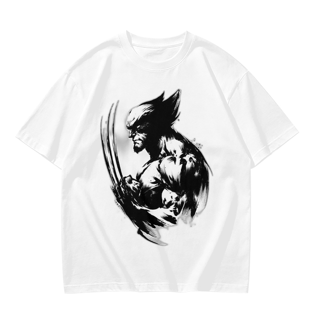 Olive T-shirt with Ink Style Wolverine Graphic Print