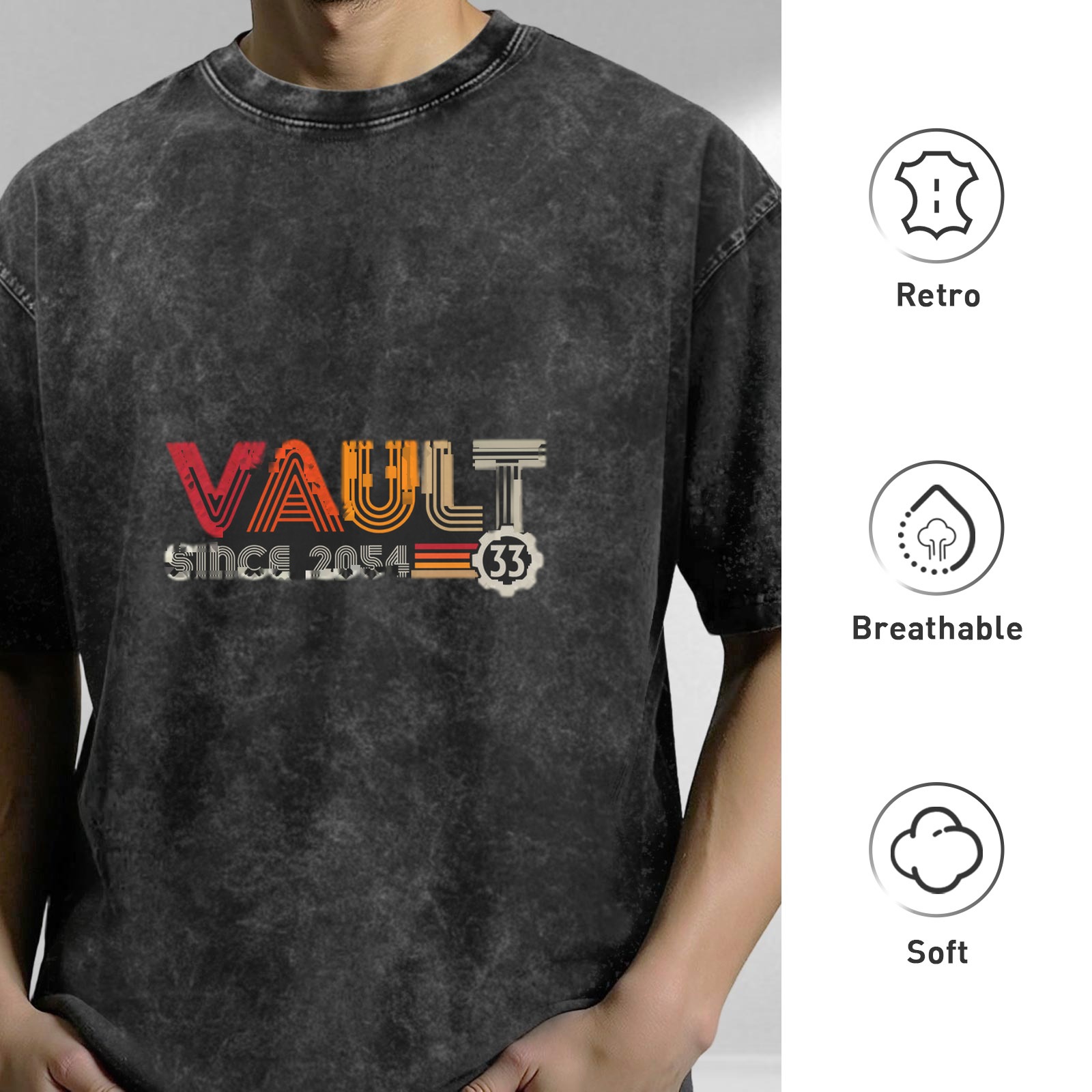 Vault 33 Since 2054 Acid Wash Graphic T-Shirt