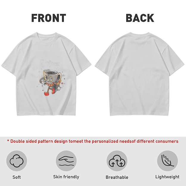Olive T-Shirt With Wizard Coffee Cup Cartoon Print