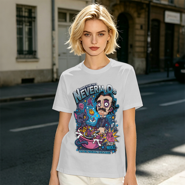 Edgar Allan Poe's Neverm-Os Cereal Graphic T-Shirt