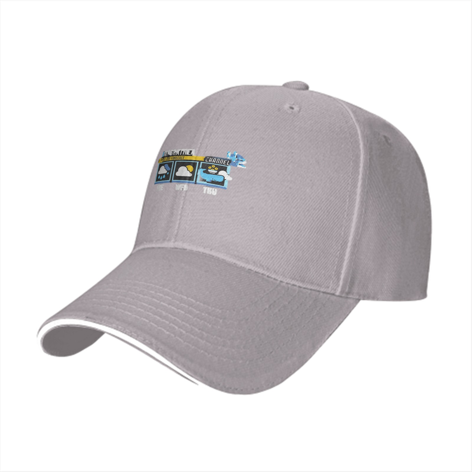 Black baseball cap with weather forecast graphic print