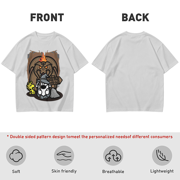 Olive t-shirt with wizard dog and dragon cave graphic