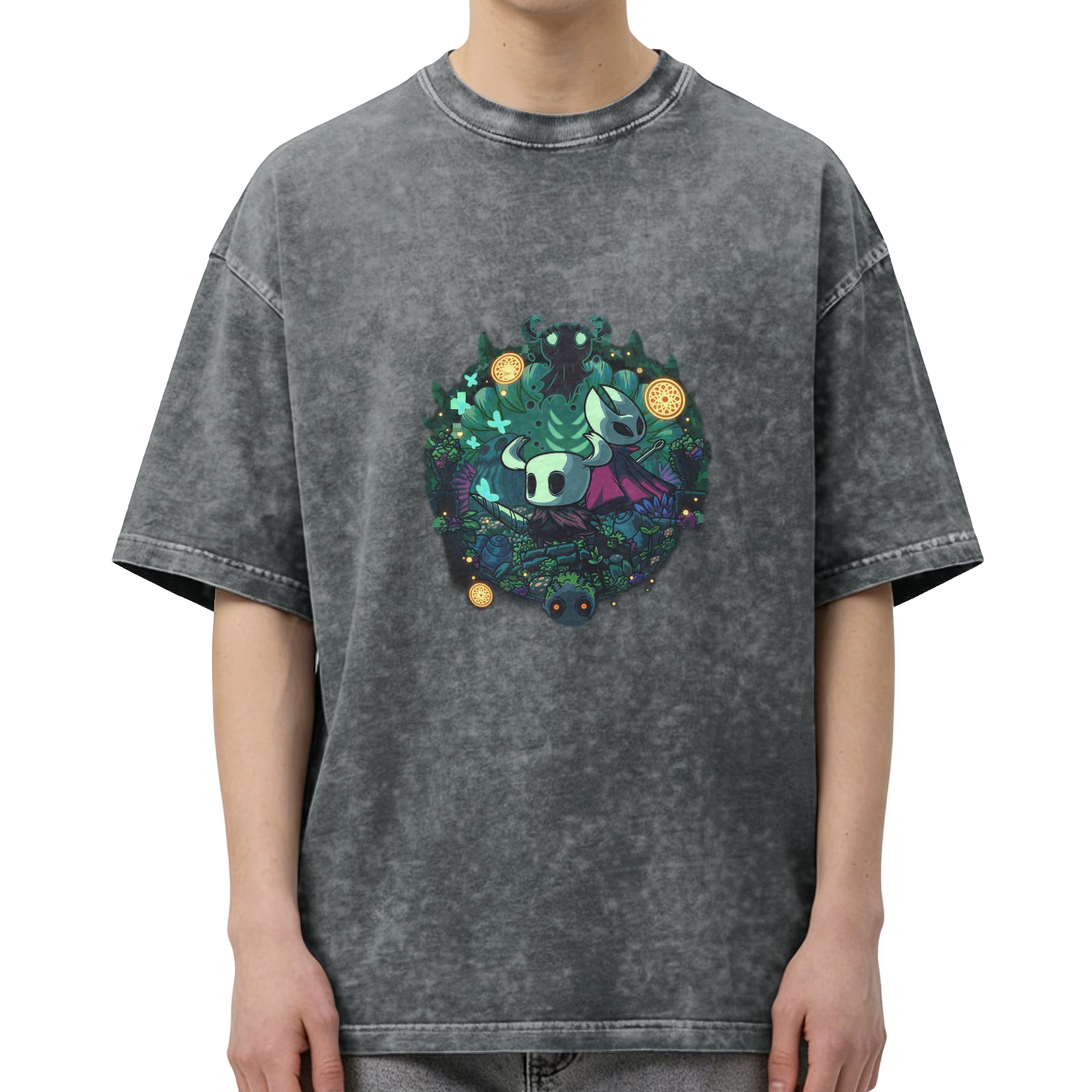 Hollow Knight Graphic Washed Black Short Sleeve T-Shirt