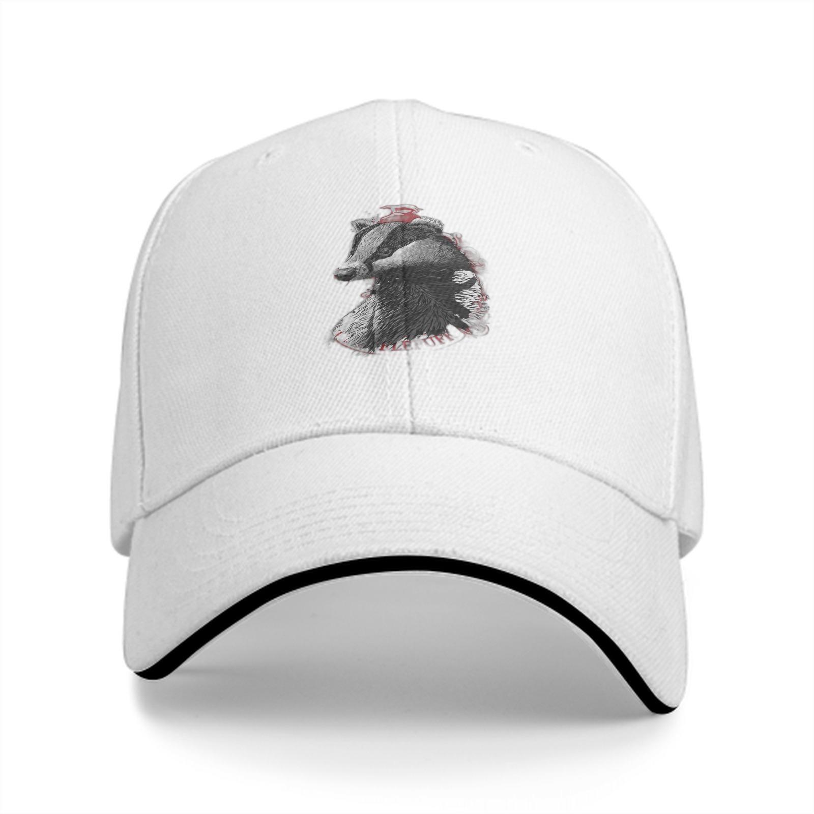Black Baseball Cap With Detailed Badger Head Graphic Design
