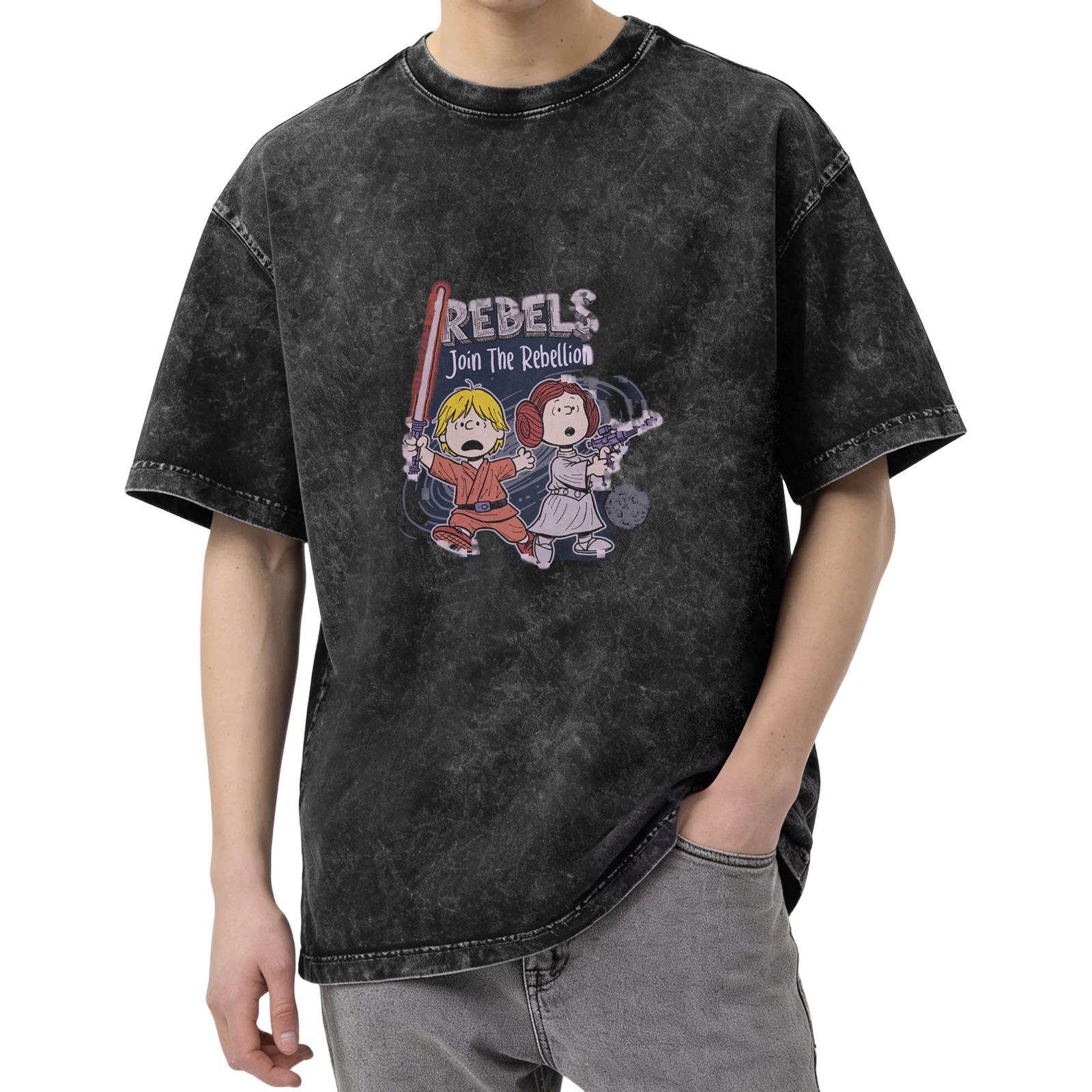Star Wars Rebels Peanuts Crossover Acid Wash T-Shirt