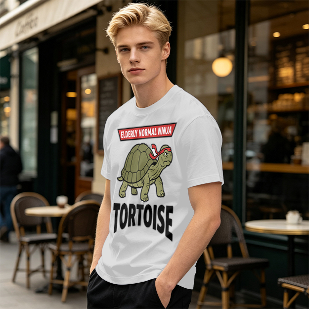Elderly Normal Ninja Tortoise Graphic Olive T-Shirt