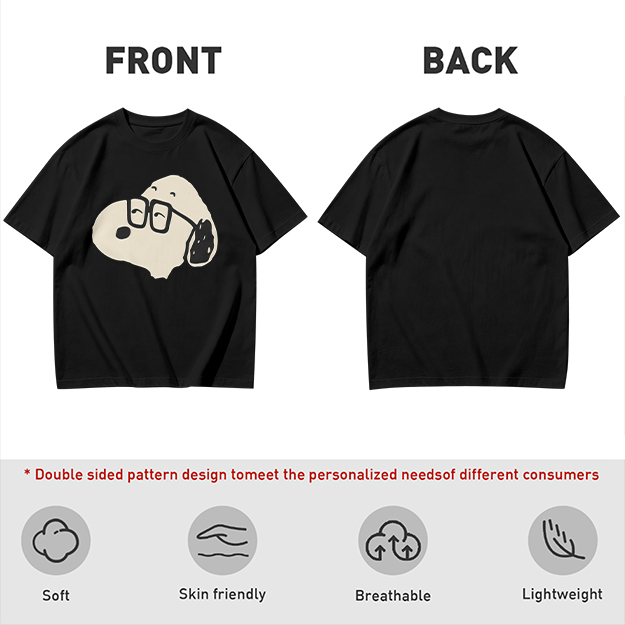 Olive T-Shirt With Snoopy Wearing Glasses Graphic