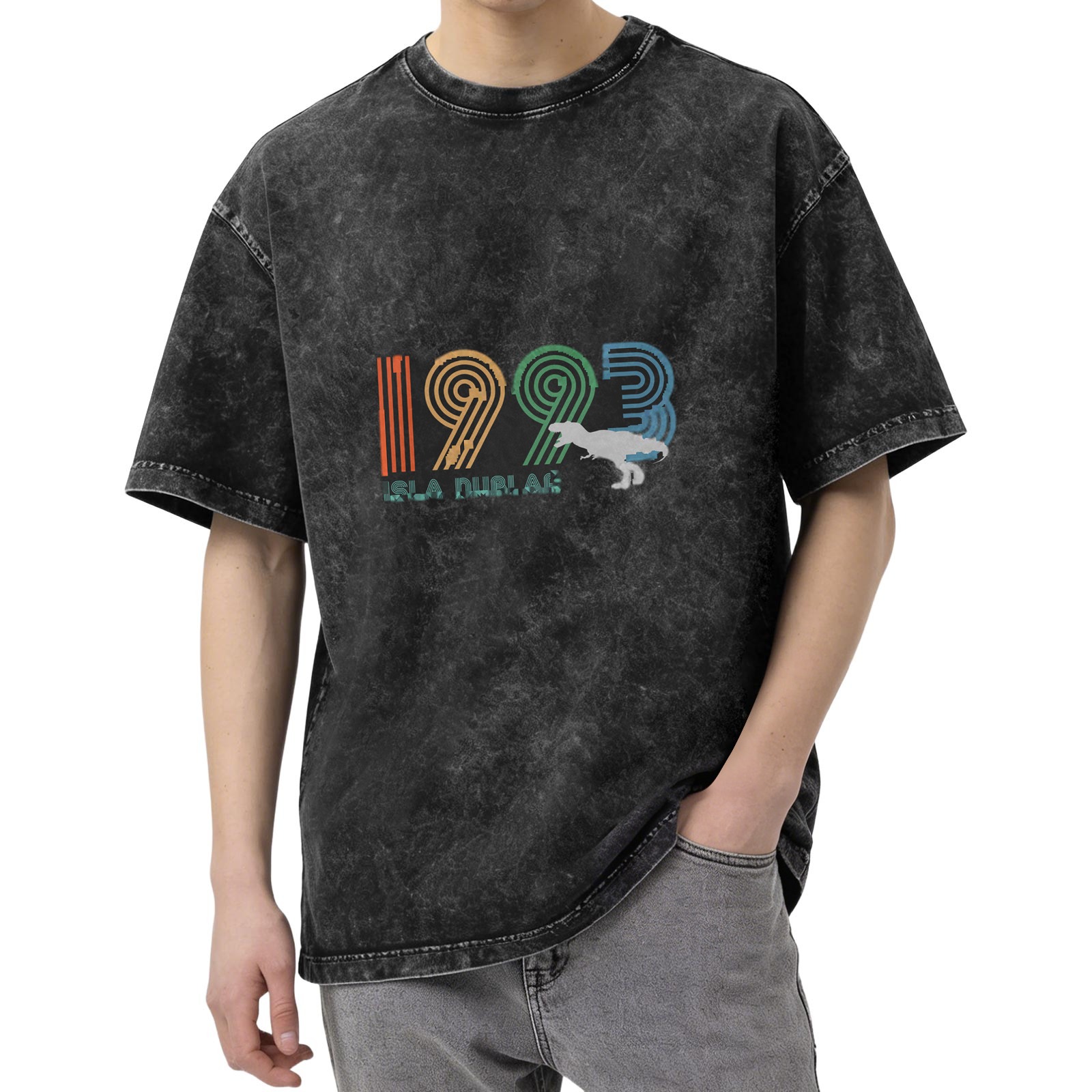 1993 Isla Nublar Dinosaur Graphic Vintage Wash T-Shirt