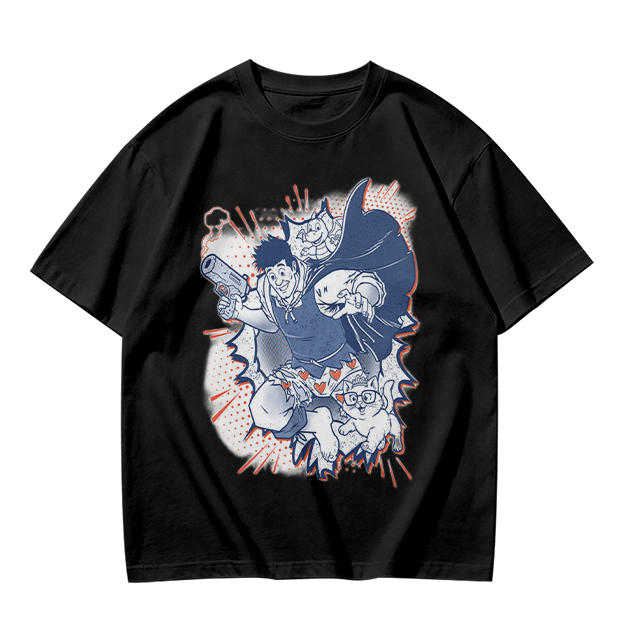 Olive T-Shirt with Playful Comic Style Character Print