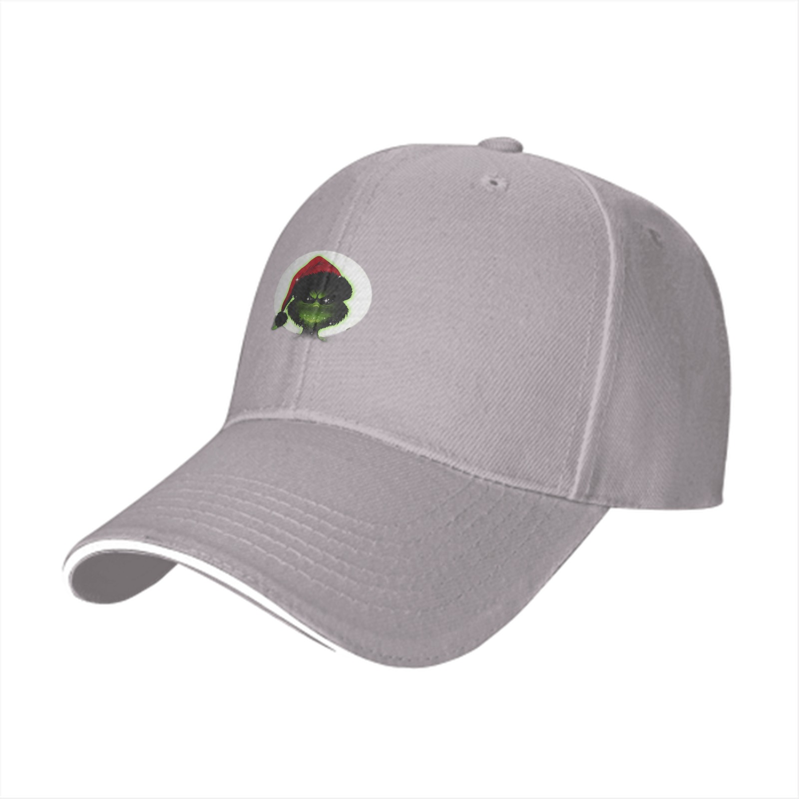 Black Baseball Cap With Grinch Santa Hat Graphic