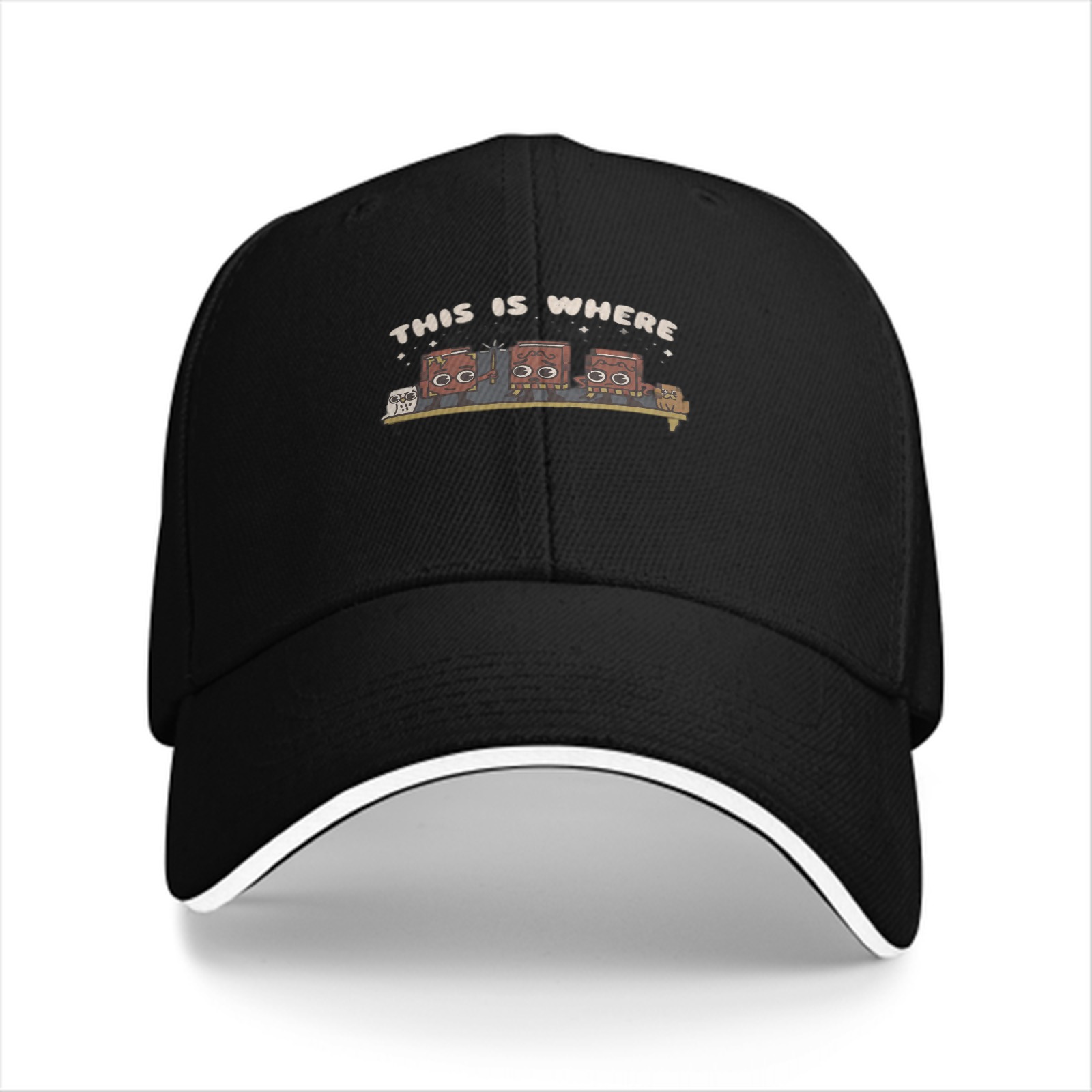 This Is Where Books Graphic Black Baseball Cap