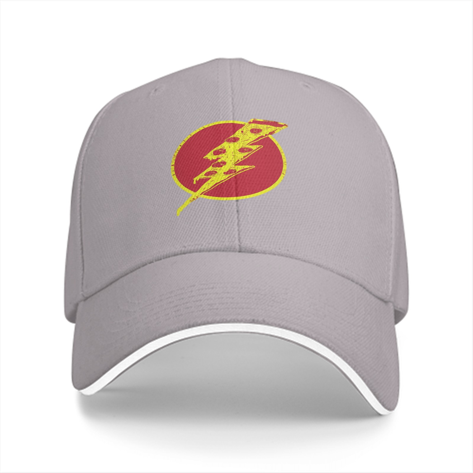 Black Baseball Cap With Pizza Lightning Bolt Graphic