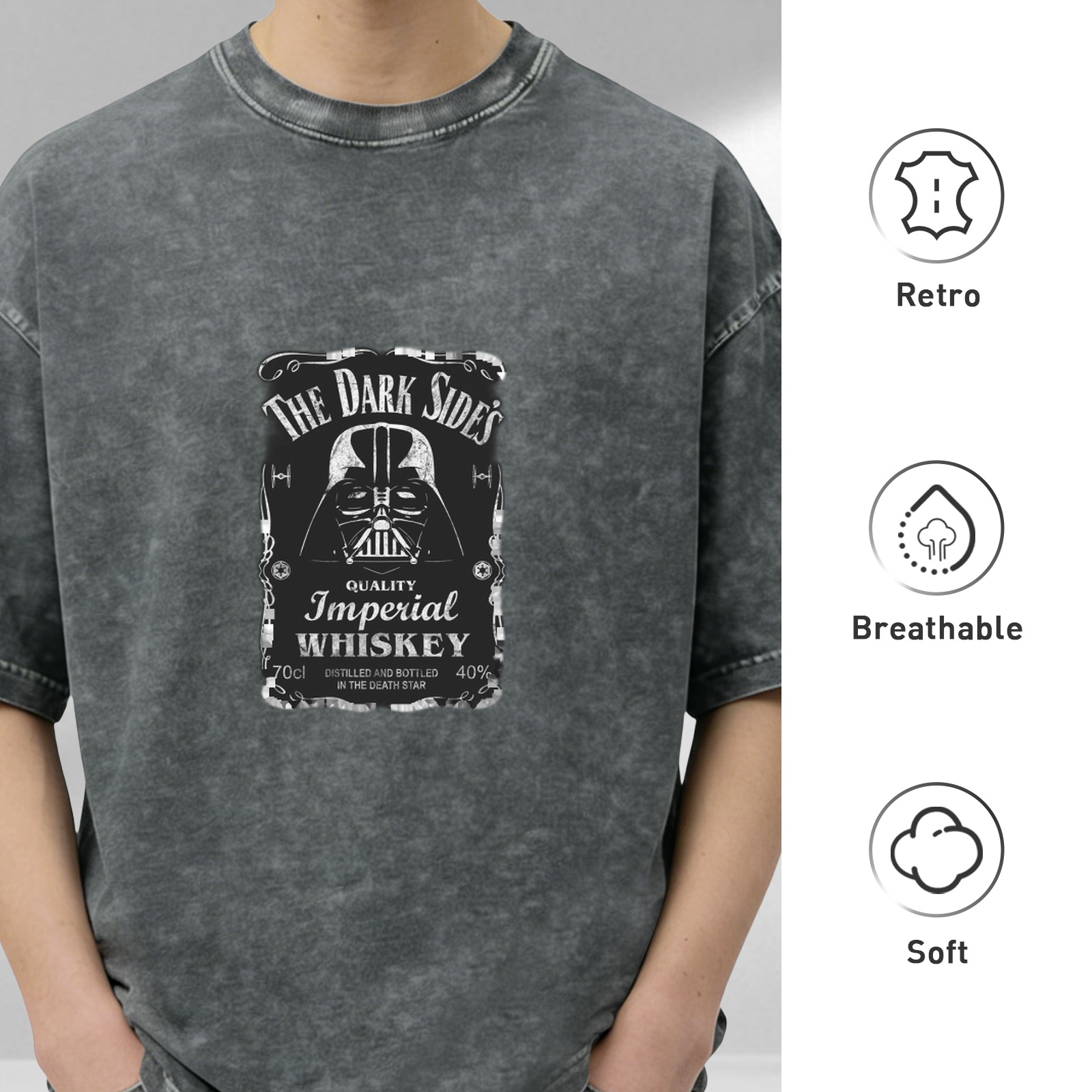 Star Wars The Dark Side's Imperial Whiskey Vintage Acid Wash T-Shirt