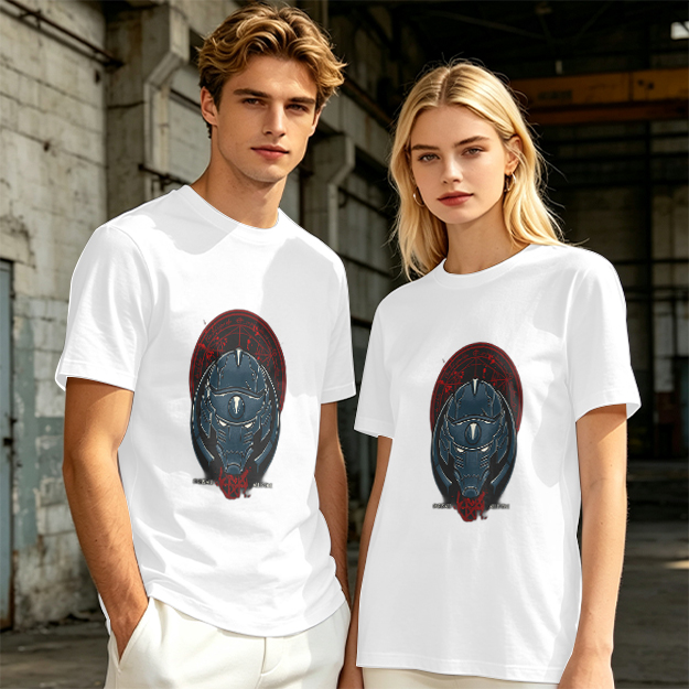 Olive T-Shirt With Futuristic Alien Helmet Graphic Print
