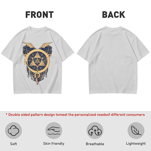 Olive T-Shirt with Occult Dragon Triangle Symbol Print