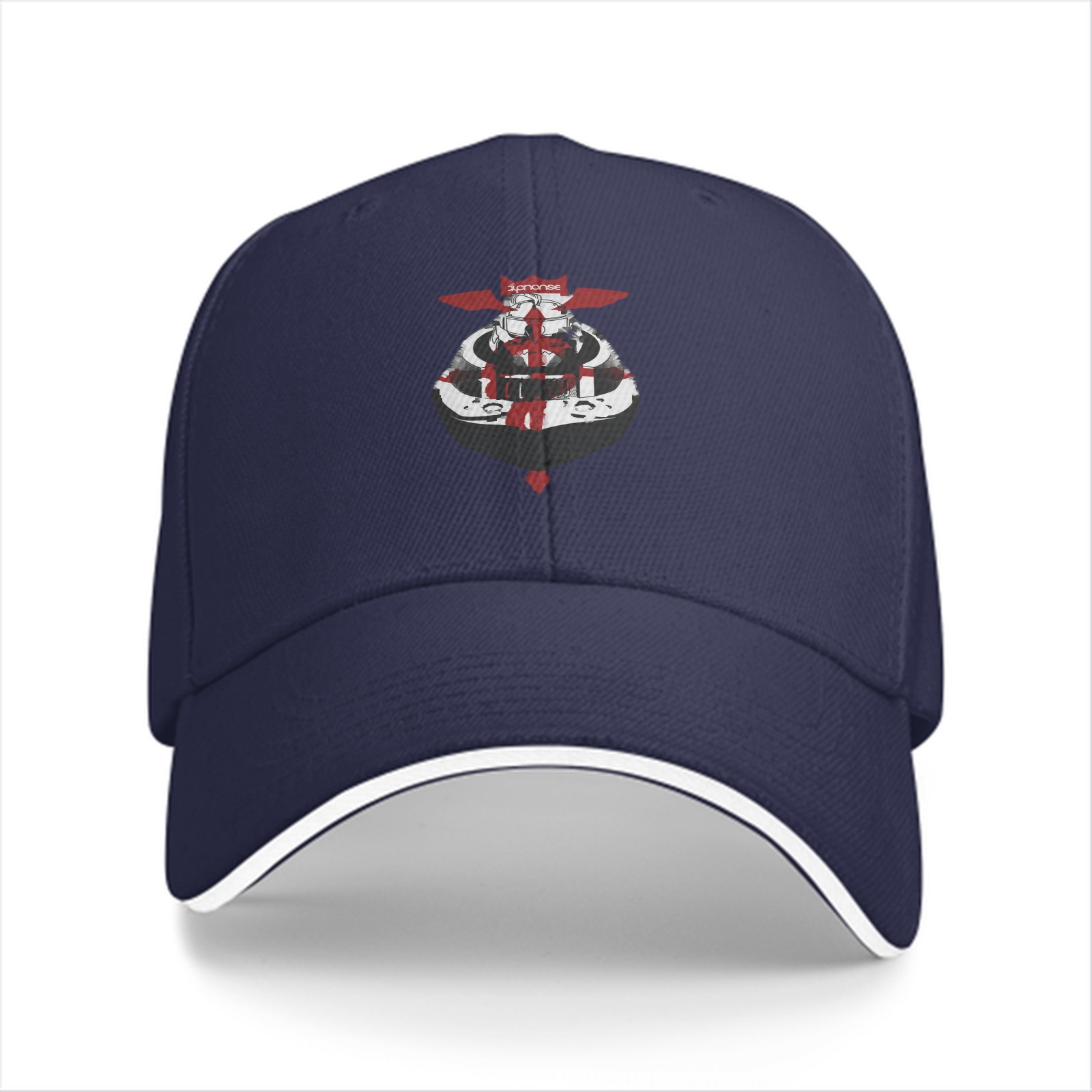Black Baseball Cap With Templar Knight Helmet Graphic