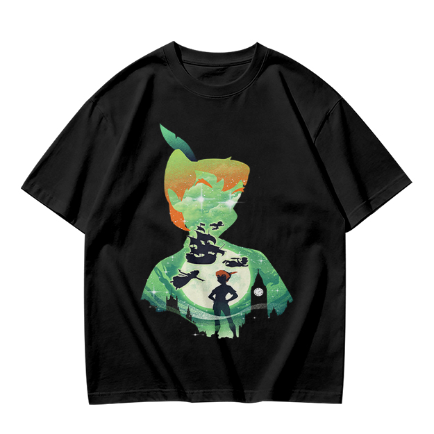 Olive T-shirt with Peter Pan Silhouette Artwork