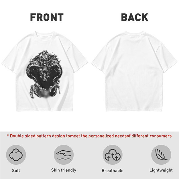 Olive T-Shirt With Dark Fantasy Demon Monster Graphic Print