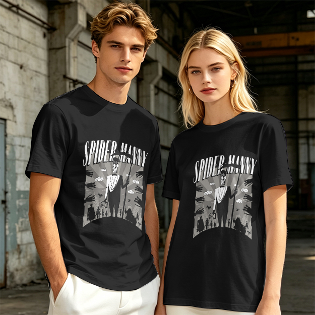 Olive T-Shirt Featuring Spider Manny Graphic Print