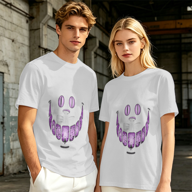 Olive T-Shirt With Purple Monster Face Graphic Print