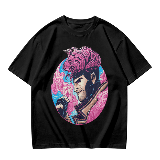Olive T-Shirt With Pink Haired Superhero Character Art Print