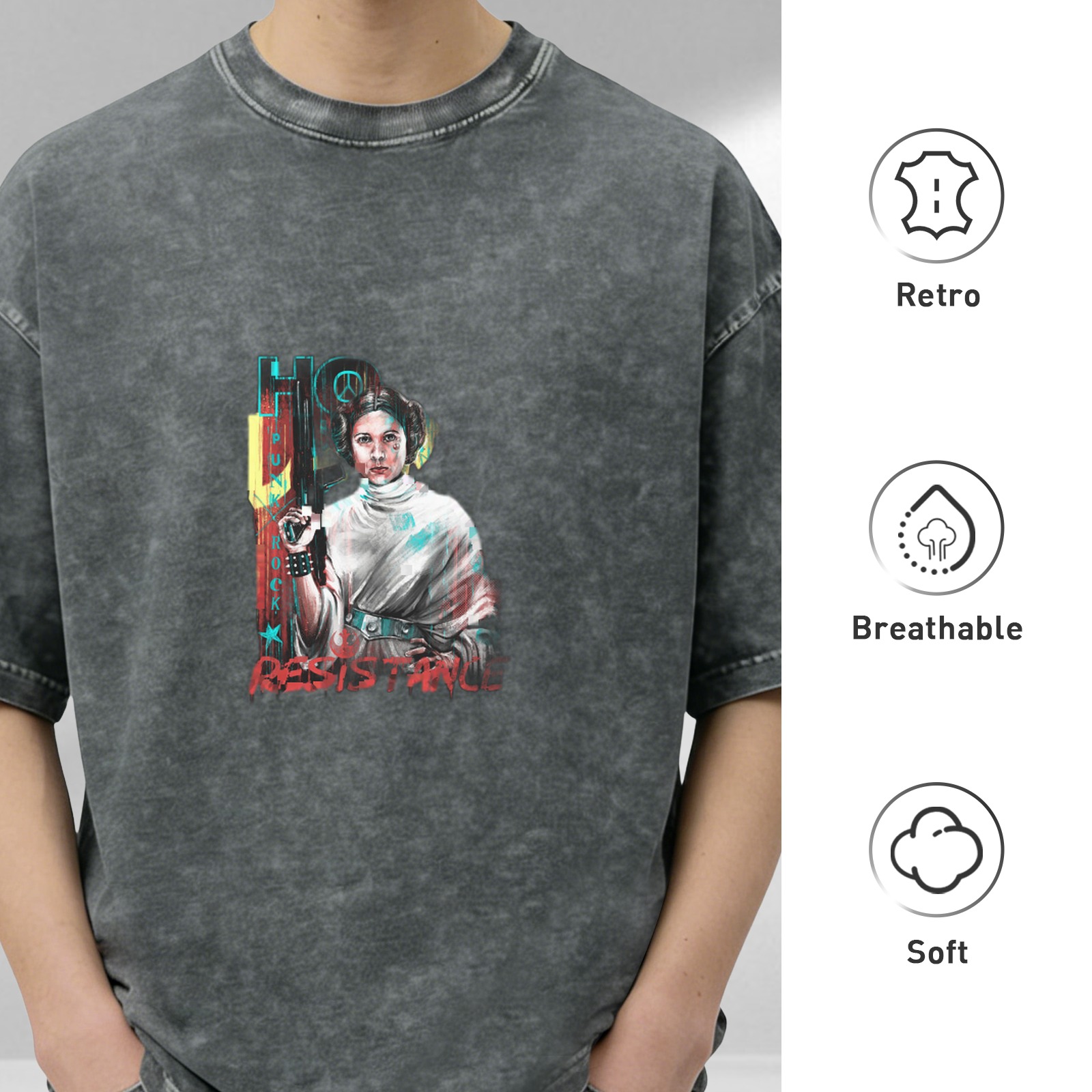 Star Wars Princess Leia Resistance Graphic Stonewashed T-Shirt