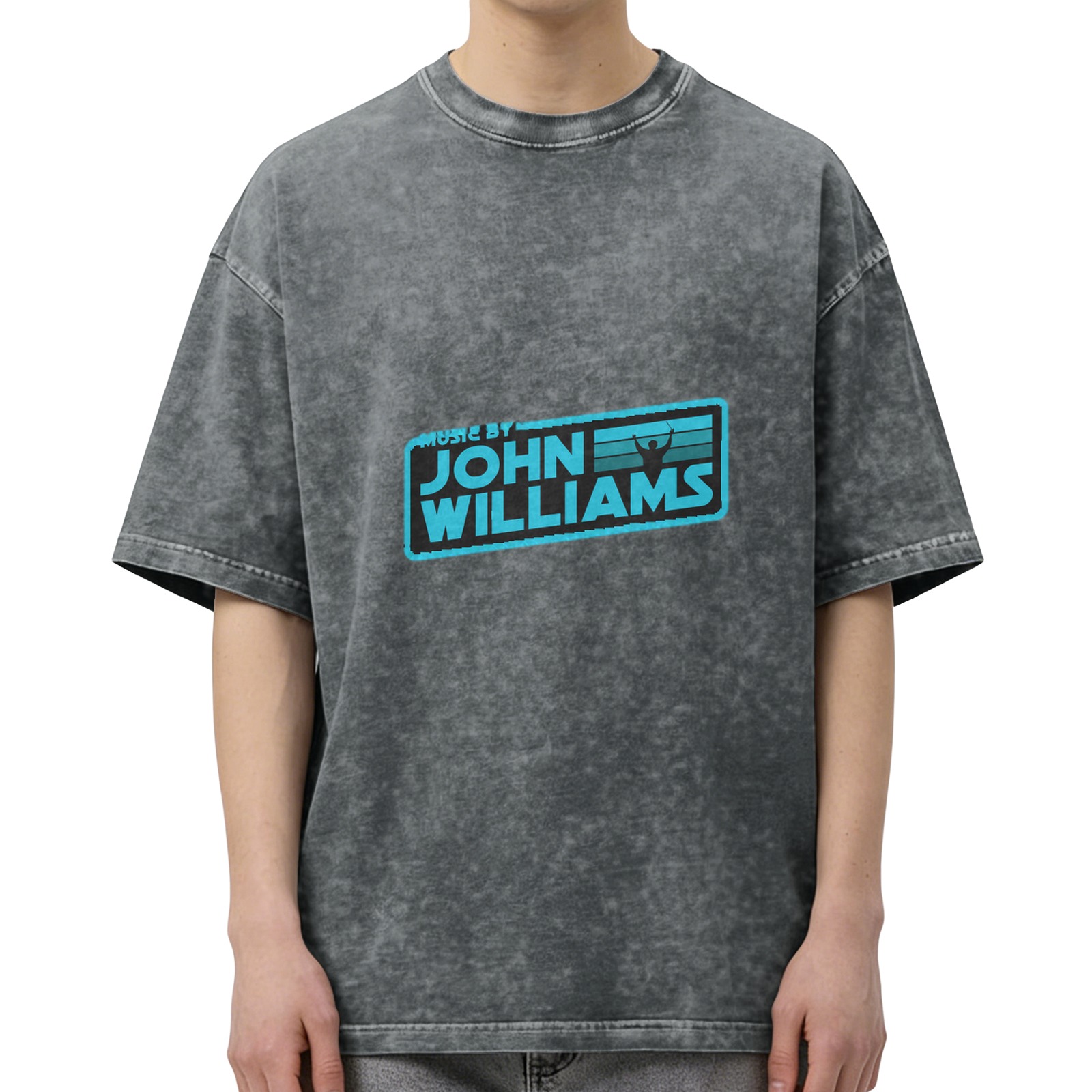 Washed Black T-Shirt with Music By John Williams Graphic