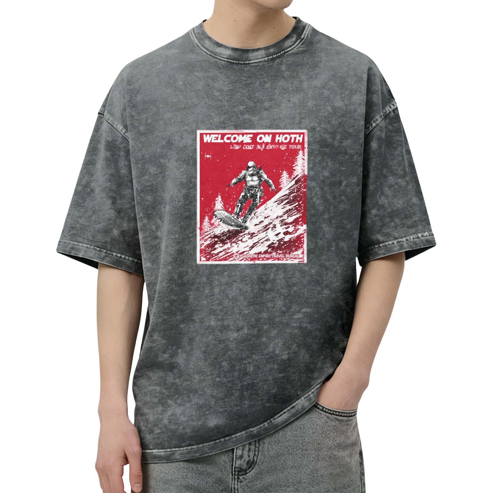 Welcome On Hoth Stormtrooper Snowboarding Acid Wash T-Shirt