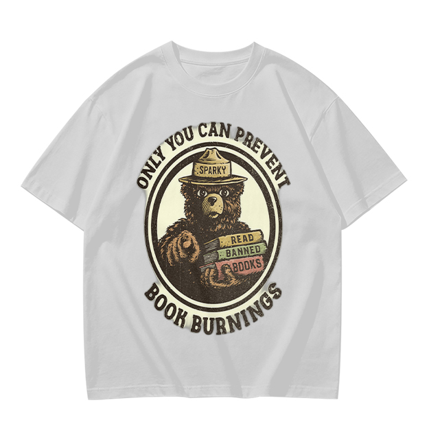 Only You Can Prevent Book Burnings Bear T-Shirt Art