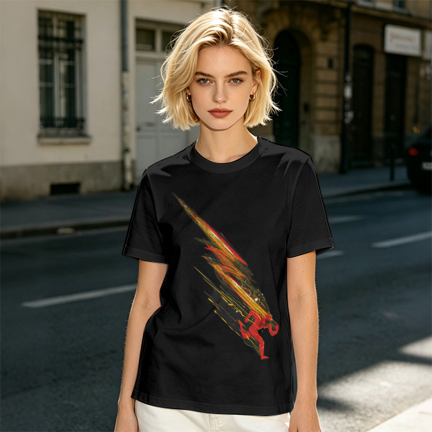 Olive T-shirt with Dynamic Speed Runner Graphic Print