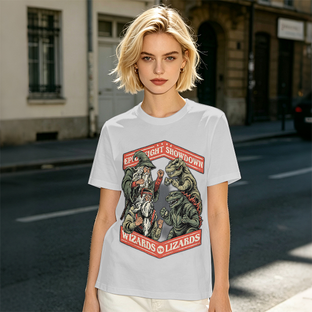 Epic Fight Showdown Wizards vs Lizards Graphic T-Shirt