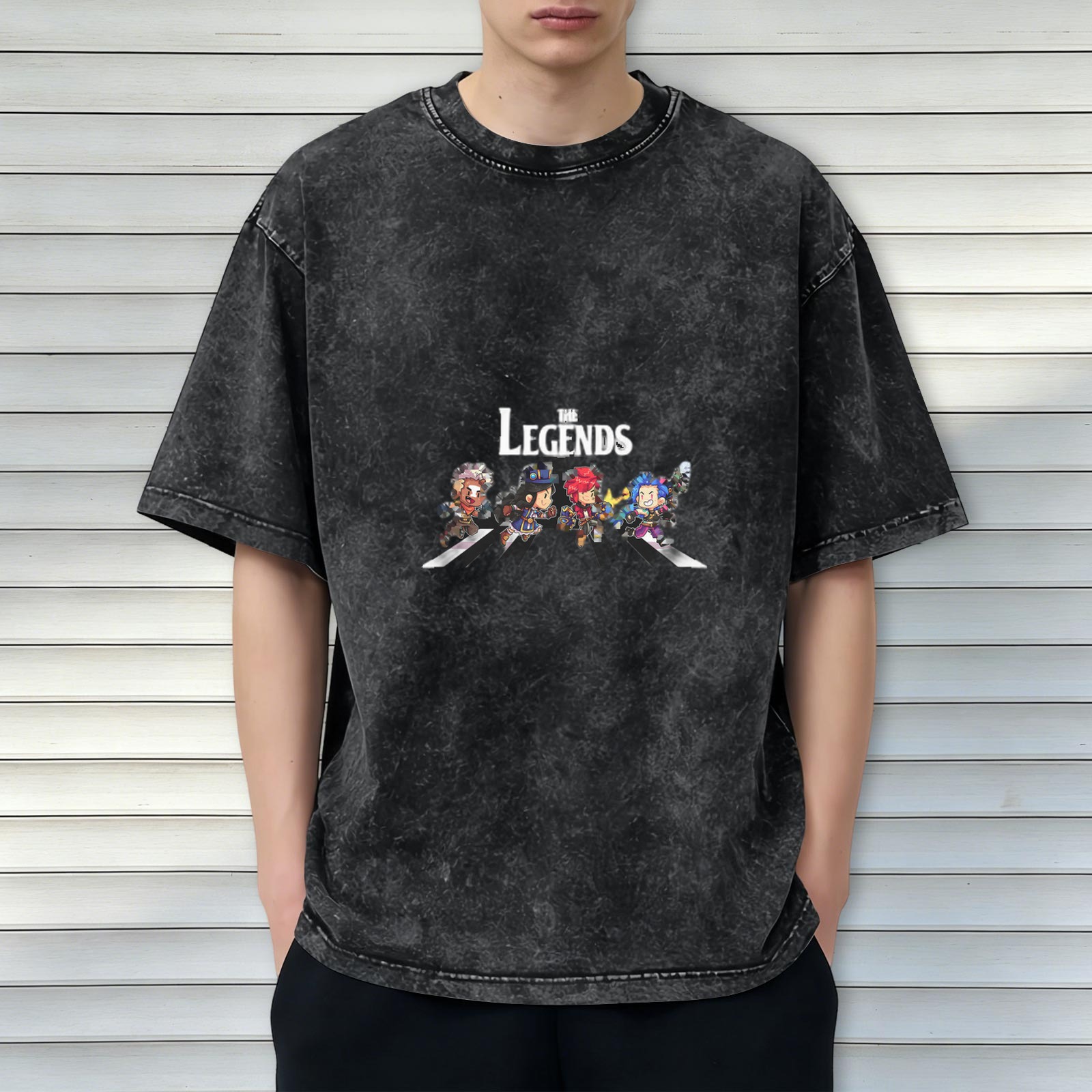 The Legends Chibi Characters Acid Wash Graphic T-Shirt