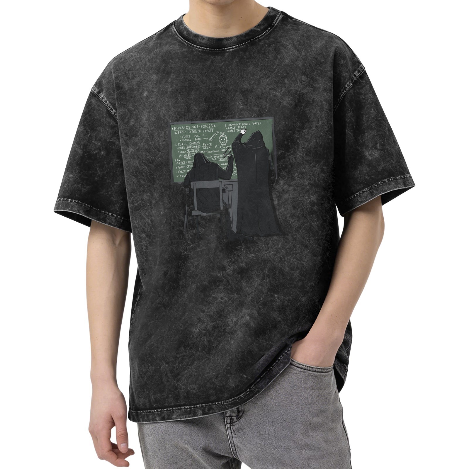 Washed Black T-Shirt with Sith Star Wars Physics Classroom Graphic