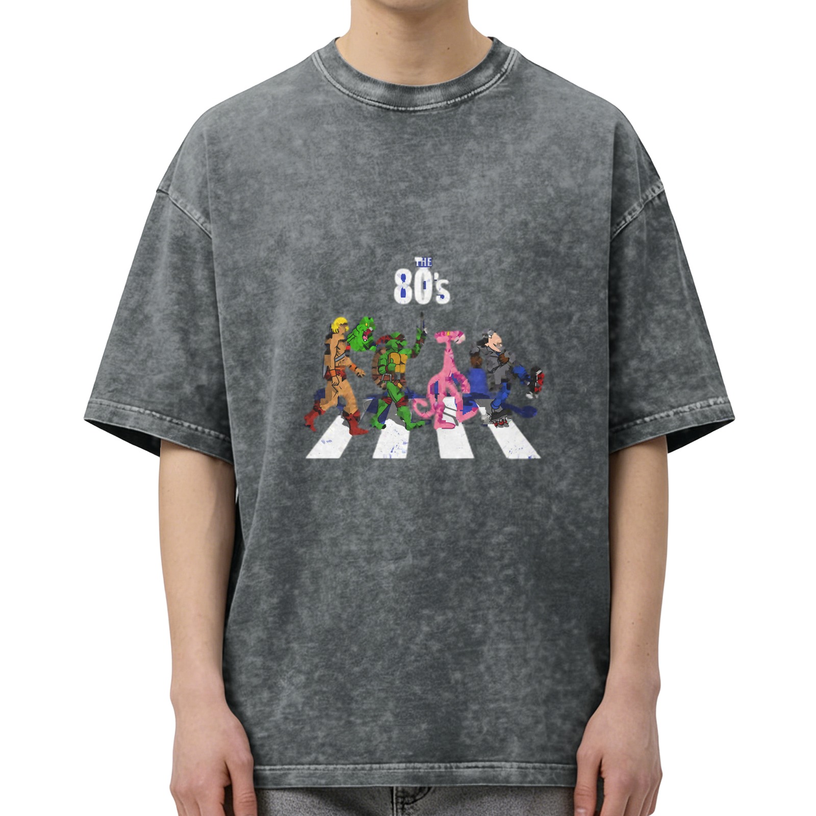 80s Cartoon Characters Abbey Road Graphic Vintage Wash T-Shirt