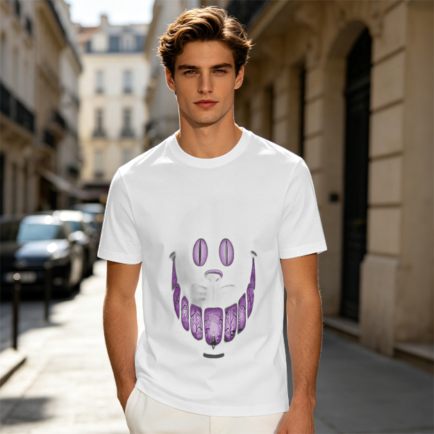 Olive T-Shirt With Purple Monster Face Graphic Print