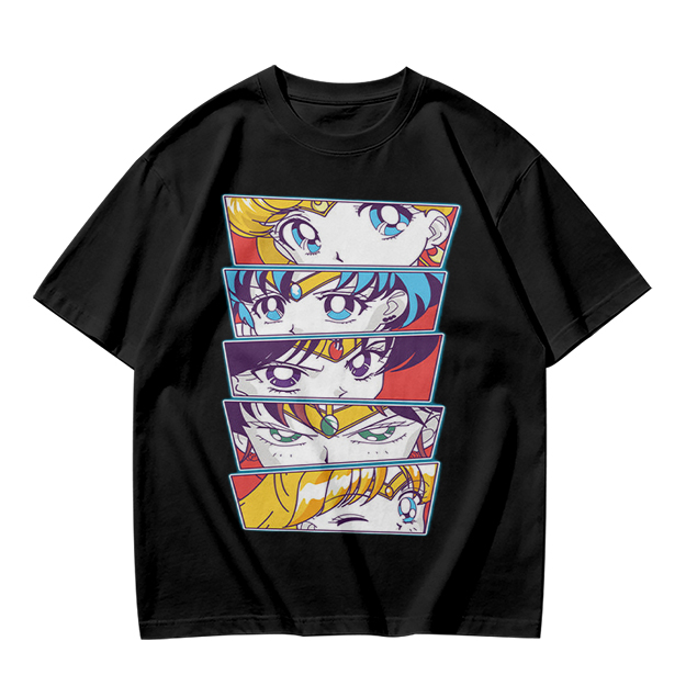 Olive Anime Sailor Moon Character Eyes Graphic T-Shirt